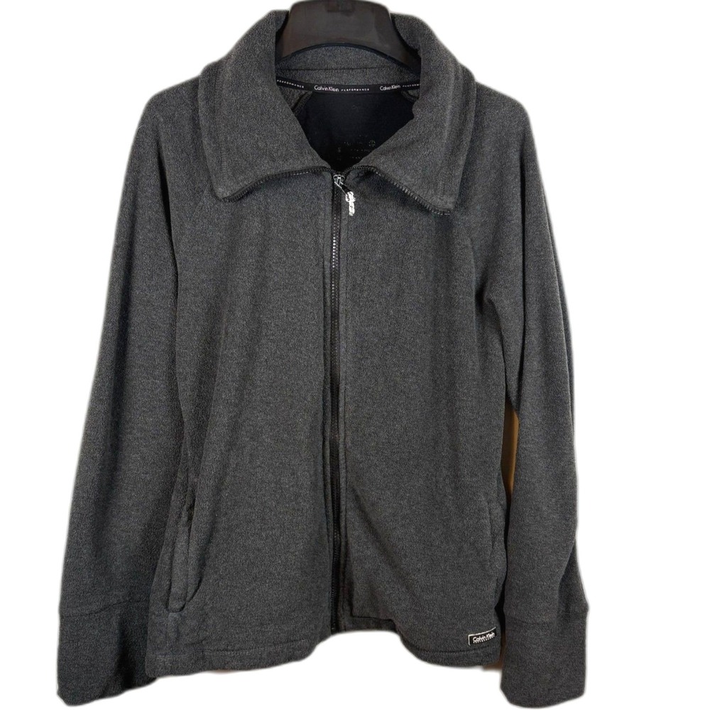 Calvin Klein Men's Performance Full Zip Fleece Jacket Gray Large PFSXMM7000